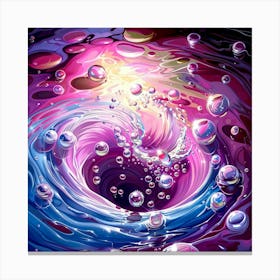 Bubbly Whirlpool in Pink, Purple, and Blue Abstract Canvas Print