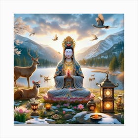 Guanyin in the Mountains Canvas Print