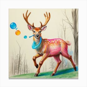 Deer With Bubbles 1 Canvas Print