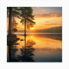 Sunrise At The Lake Canvas Print