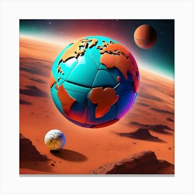 A Colorful Soccer Ball Flying In Space 1 Canvas Print