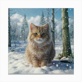 Cat In The Snow Canvas Print