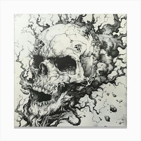 Skull With Smoke Canvas Print