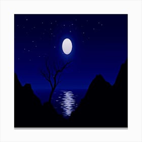 Captivating Night Silhouette: Embracing the Beauty of Moonlight Canvas Print