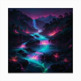 Waterfalls At Night 1 Canvas Print