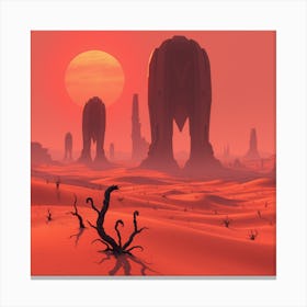 Otherworldly Desert With Massive, Alien Structures Canvas Print