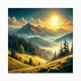 Sunrise In The Mountains Canvas Print