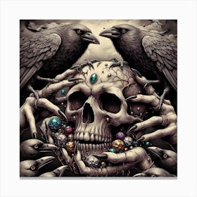 Crows And Skulls Canvas Print