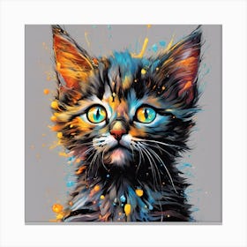 Colorful Kitten Painting 1 Canvas Print