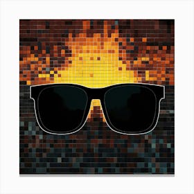 Pixel Art Of Black Sunglass From The Front With Bl (2) Canvas Print