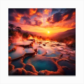 Hot Springs At Sunset Canvas Print