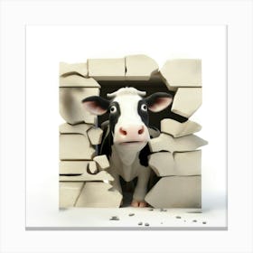 Cow In A Wall Canvas Print