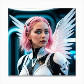 Futuristic Girl With Wings 13 Canvas Print