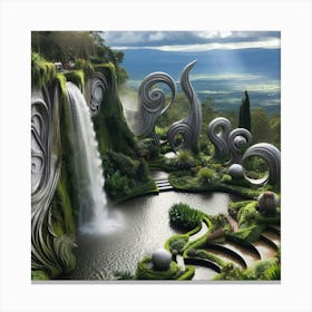 Waterfall In A Garden Canvas Print