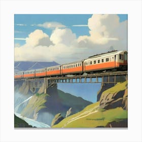 Train On A Bridge Canvas Print