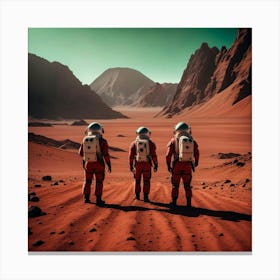 Three Astronauts On Mars Canvas Print