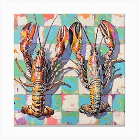 Pastel Tile Lobster 2 Canvas Print