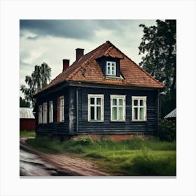 House Baltic City Countryside Window Colours View Brick Black Street Latvia Background L Canvas Print