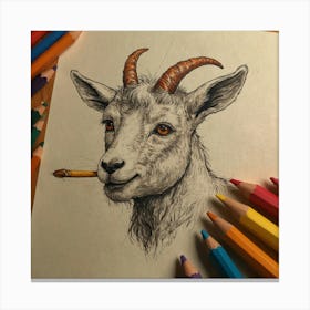 Goat With A Cigarette Canvas Print