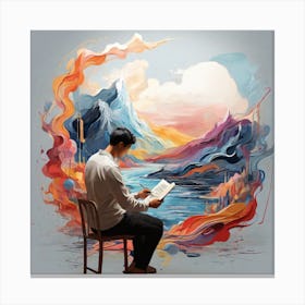 Man Reading A Book Canvas Print