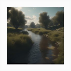 Stream In The Grass 2 Canvas Print