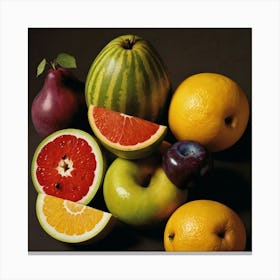 Fruits On A Black Background Canvas Print
