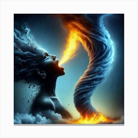 Woman With Fire Coming Out Of Her Mouth Canvas Print