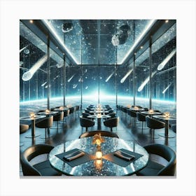 A Futuristic Dining Area At The Cryo Forge Bistro Canvas Print