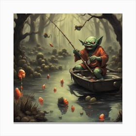 Goblin Yokai Fishing Canvas Print