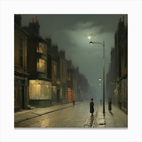 A Street At Night By John Atkinson Grimshaw Art Print 3 Canvas Print