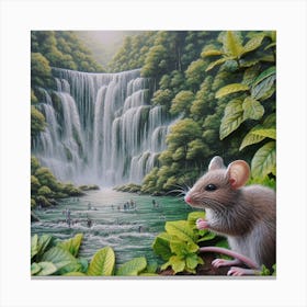 Mouse At The Waterfall 1 Canvas Print