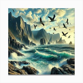 Seagulls In The Sky Canvas Print