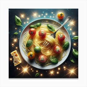 Spaghetti With Tomatoes And Cheese Canvas Print