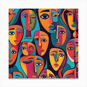 Colorful Faces Seamless Pattern Canvas Print