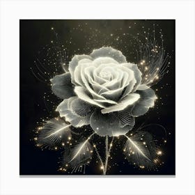 White Rose With Feathers Canvas Print
