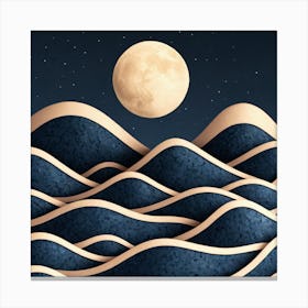 Moon And Waves 48 Canvas Print