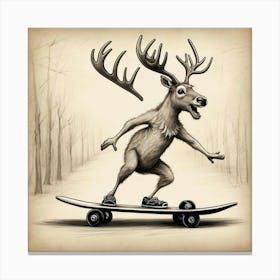 Deer On Skateboard 2 Canvas Print