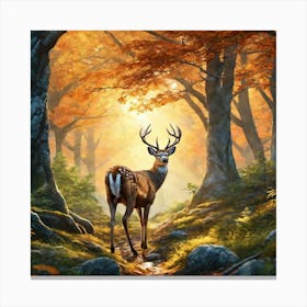 Deer In The Forest 176 Canvas Print