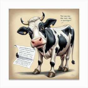 Cow With A Note Canvas Print