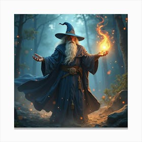 A Wizard Casting A Spell With Swirling Magical Energy Around Him 1 Canvas Print