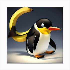 Penguin With Banana 1 Canvas Print