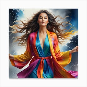 Woman In A Colorful Robe Canvas Print