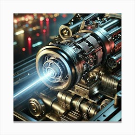 A Close Up Futuristic Sci Fi Depiction Focusing On Energy Cannon Canvas Print