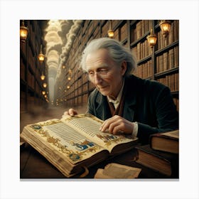 Old Man In Library 4 Canvas Print