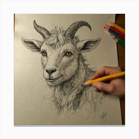 Goat Drawing 15 Canvas Print