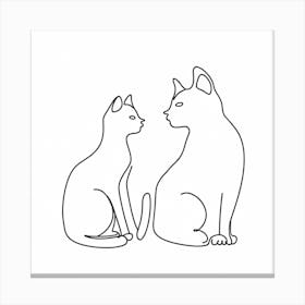 Cat And Woman Line Canvas Print