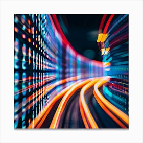 Blurred Lights In A Data Center Canvas Print