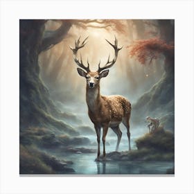 Deer In The Forest Canvas Print