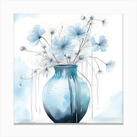 Watercolor Flowers In A Vase Monochromatic 5 Canvas Print