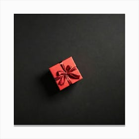 Red Gift Box On Black Background 2 Canvas Print